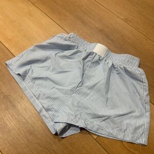 Blue and White Striped Shorts